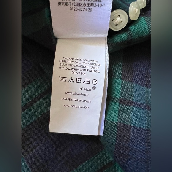 Polo Ralph Lauren Plaid Flannel Button Shirt Mens Slim Fit Navy Green Size XXL - Picture 10 of 11